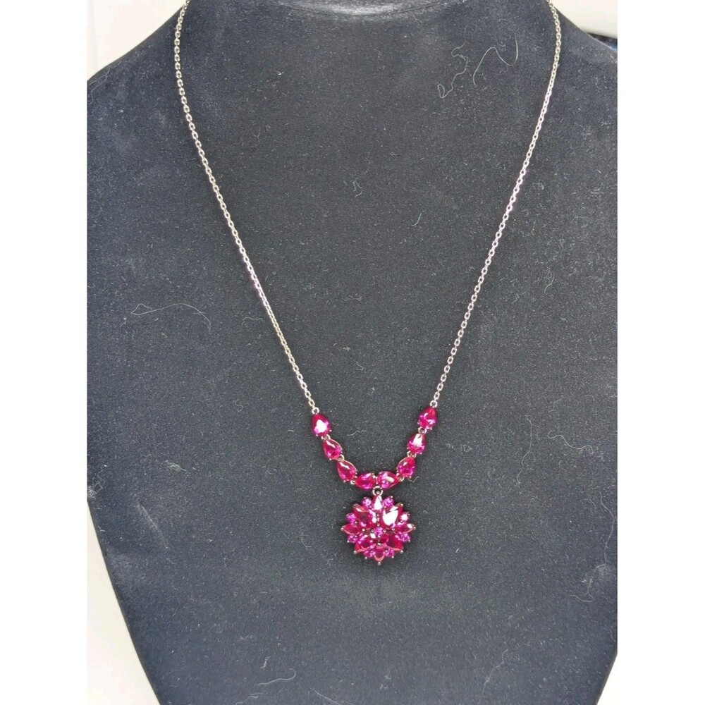 JTV Necklace - Oval Cabochon Star Ruby, Red, Sterling Silver - Picture 5 of 5